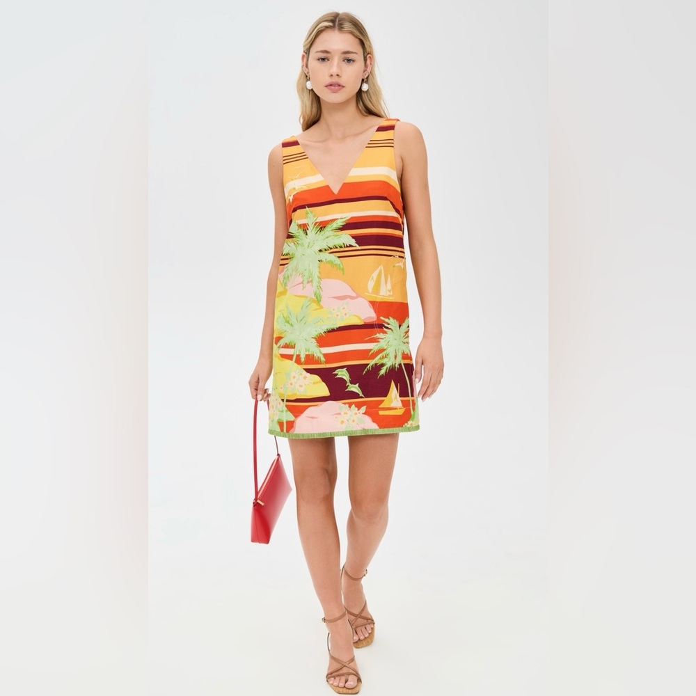 ALÉMAIS PALM ISLAND V NECK MINI DRESS Sz10/US 8US NWT $390